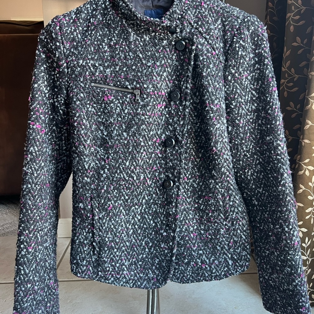 GAP Cropped Violet & Black Tweed Coat, S